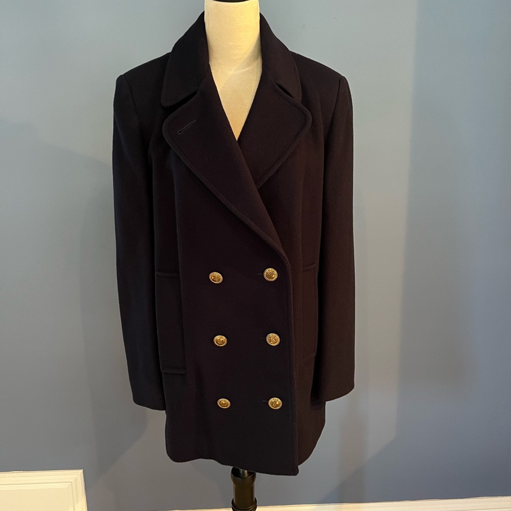 Beautiful Navy 100% Wool Peacoat by Mackintosh Size Small.